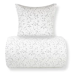 Sengetøj 140x220 cm - 100% Bomuld - Zodiac white - Vendbart med stjerner