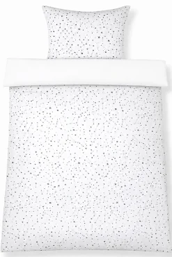 Sengetøj 140x220 cm - 100% Bomuld - Zodiac white - Vendbart med stjerner