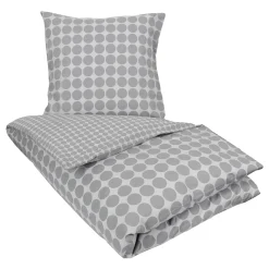 Sengetøj 140x200 cm - Circle grey - Prikket sengetøj - 100% Bomuld - Borg Living sengesæt