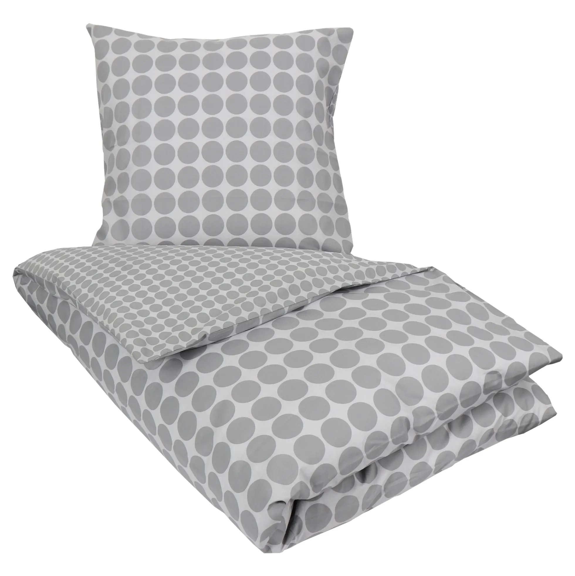 Sengetøj 140x200 cm - Circle grey - Prikket sengetøj - 100% Bomuld - Borg Living sengesæt