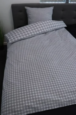Sengetøj 140x200 cm - Circle grey - Prikket sengetøj - 100% Bomuld - Borg Living sengesæt