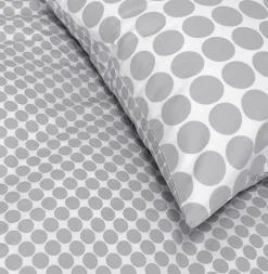 Sengetøj 140x200 cm - Circle grey - Prikket sengetøj - 100% Bomuld - Borg Living sengesæt