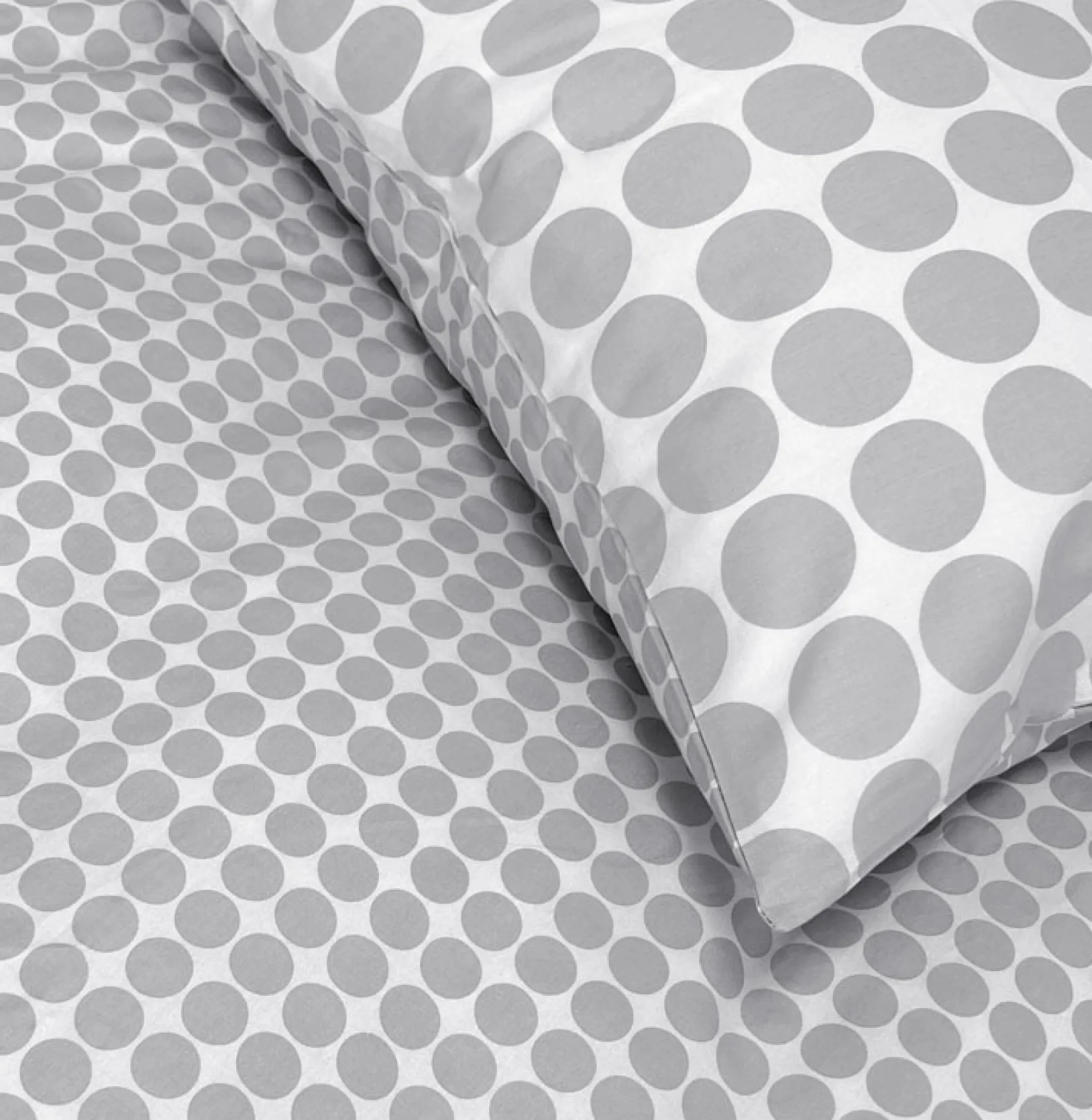 Sengetøj 140x200 cm - Circle grey - Prikket sengetøj - 100% Bomuld - Borg Living sengesæt