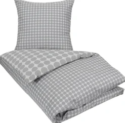 Sengetøj 140x200 cm - Circle grey - Prikket sengetøj - 100% Bomuld - Borg Living sengesæt