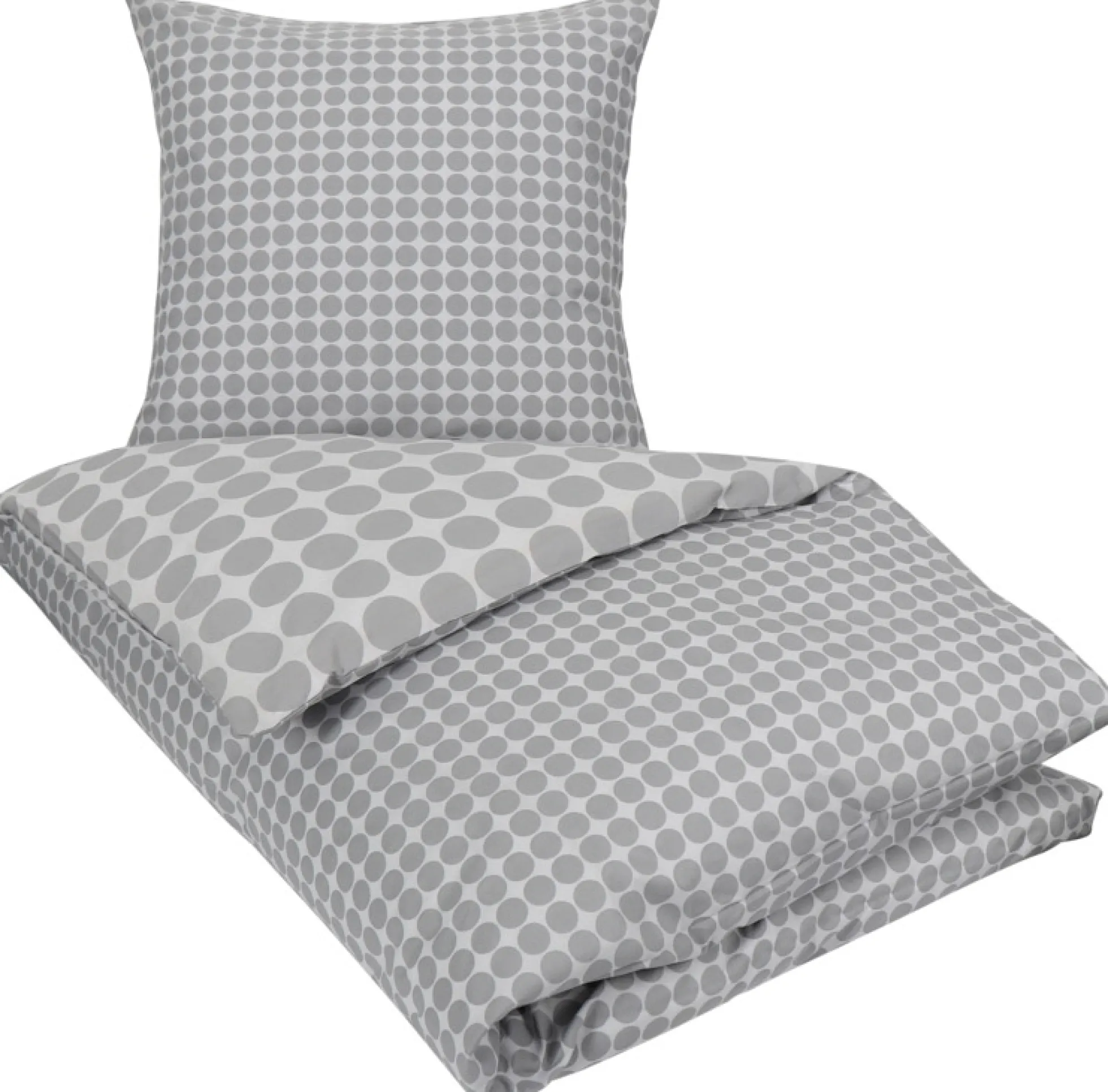 Sengetøj 140x200 cm - Circle grey - Prikket sengetøj - 100% Bomuld - Borg Living sengesæt