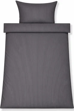 Sengetøj 140x220 cm - Egyptisk bomuld - Grå jacquardvævede striber