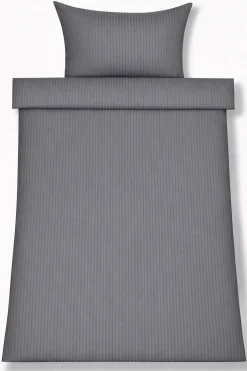Sengetøj 140x220 cm - Egyptisk bomuld - Lysegrå jacquardvævede striber