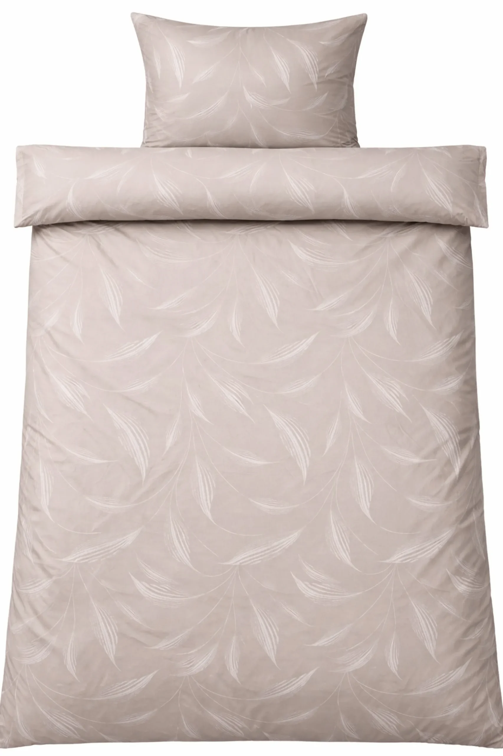 Sengetøj 140x220 cm - Microfiber - Beige med print af blade