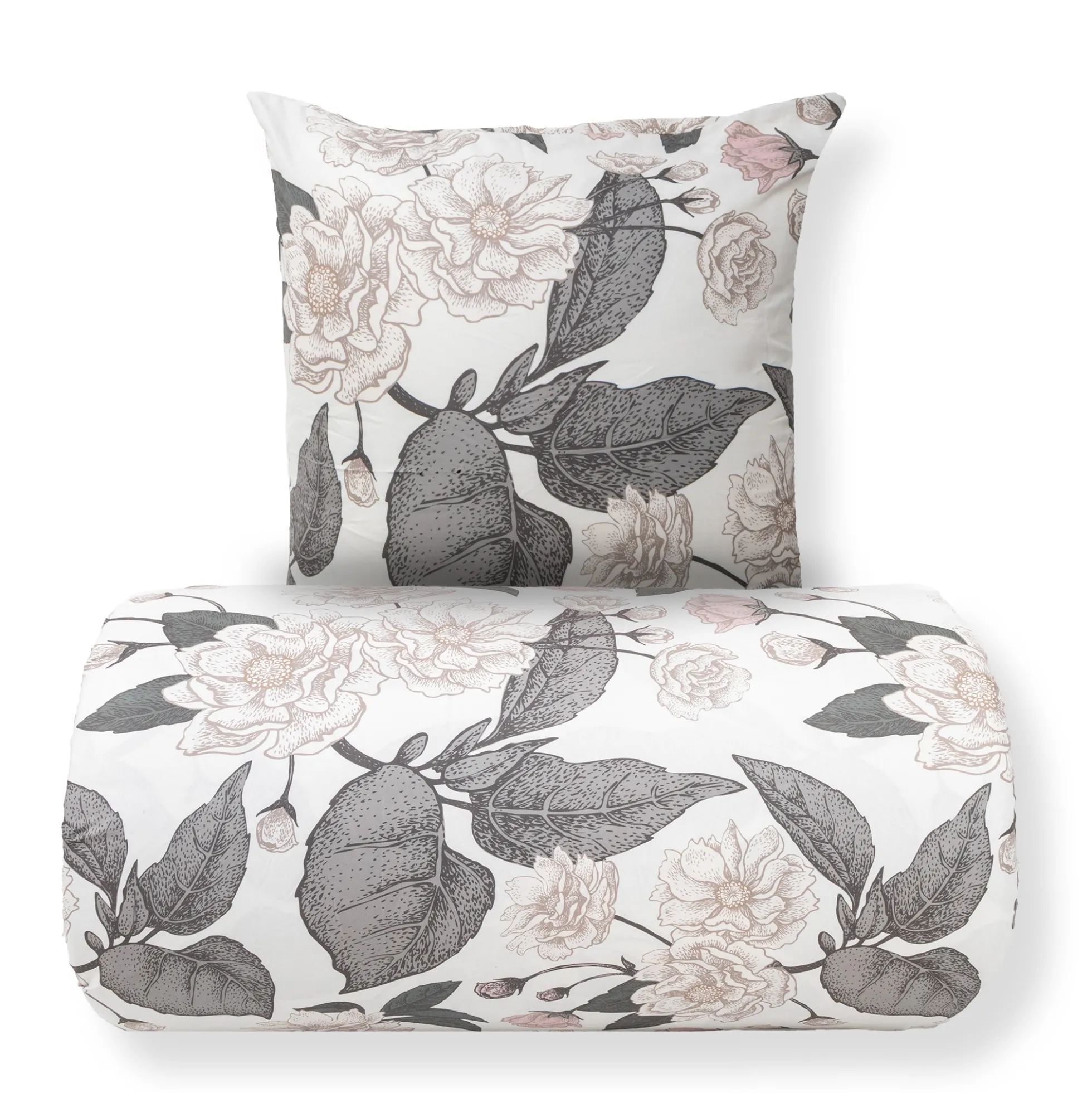 Sengetøj 140x220 cm - Microfiber - Beige blomstret print