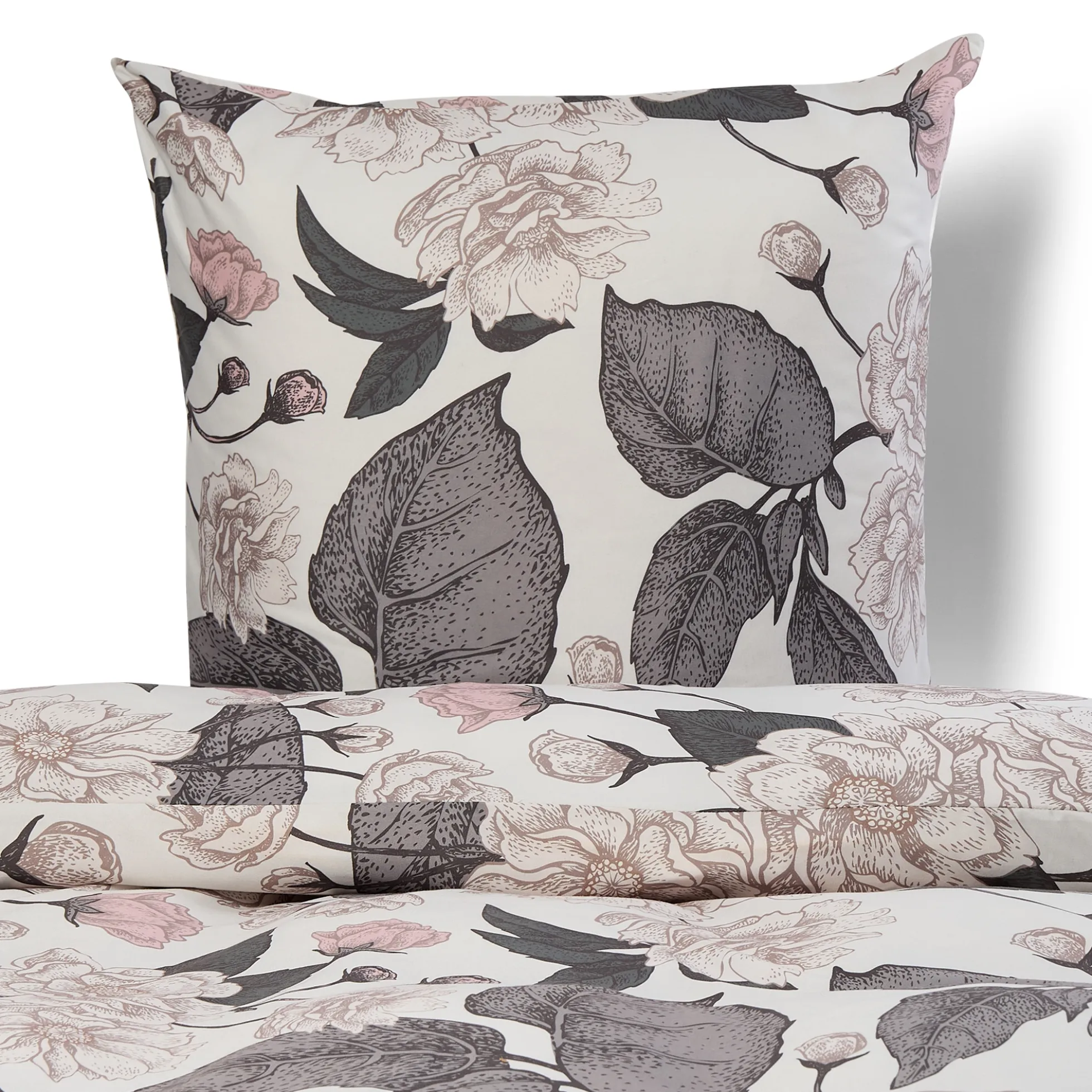 Sengetøj 140x220 cm - Microfiber - Beige blomstret print