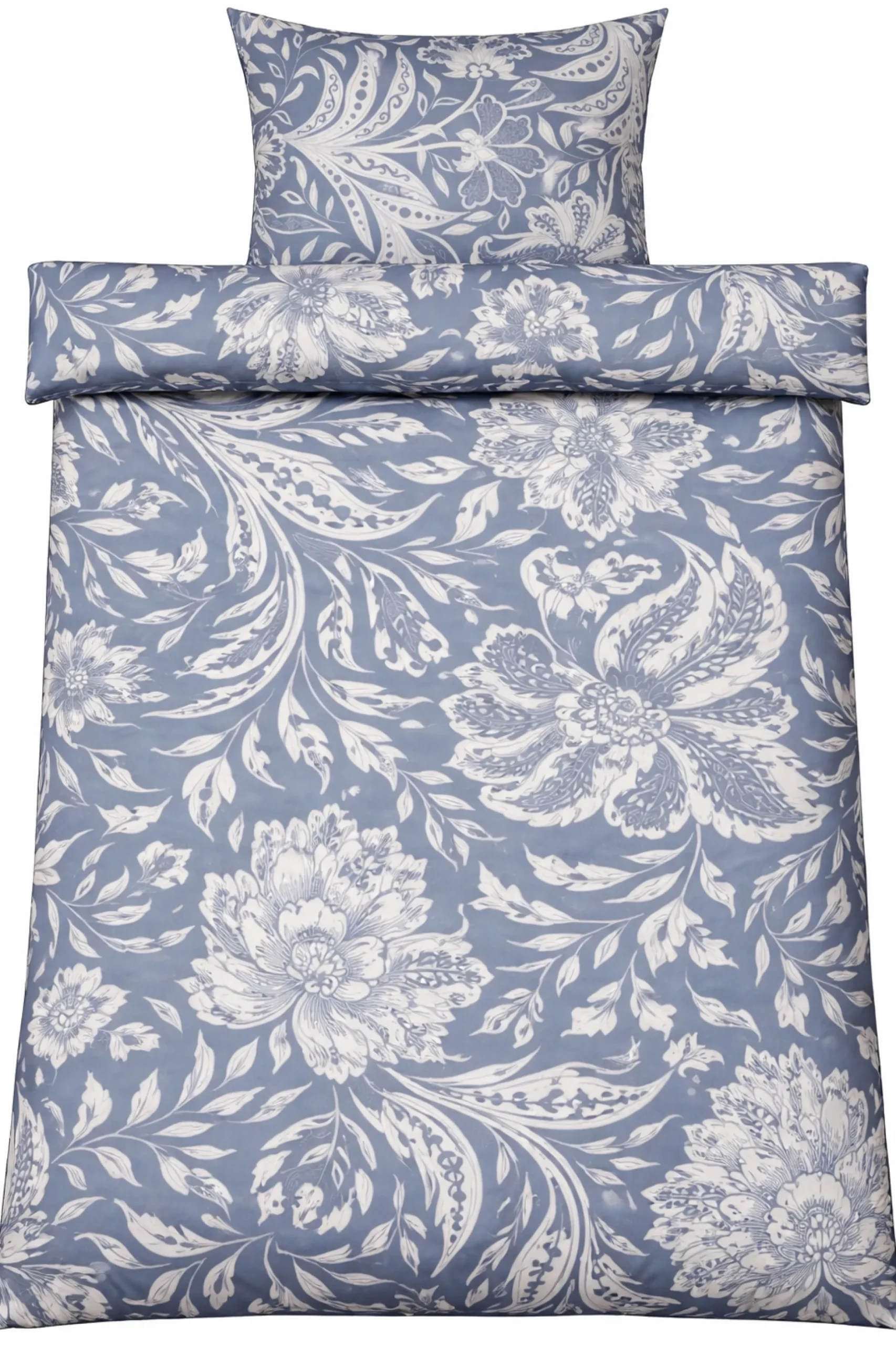 Sengetøj 140x220 cm - Microfiber - Blåt blomstret print