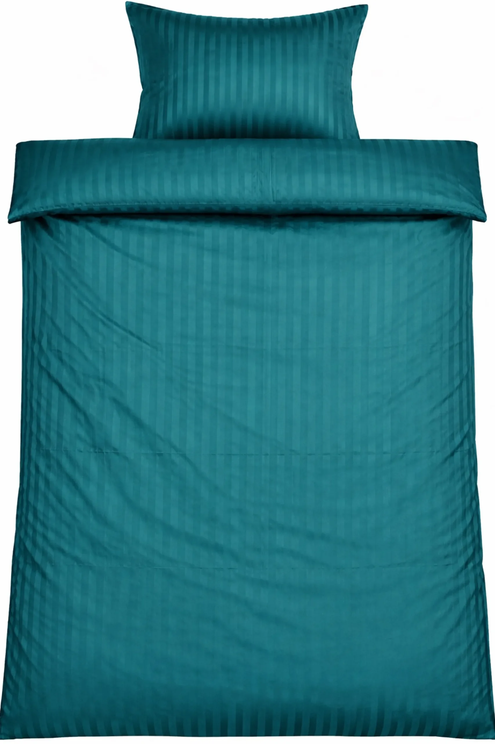 Sengetøj 150x210 cm - Microfiber - Ensfarvet med petrol farvet striber