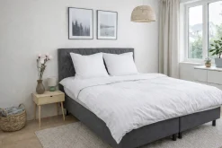 Sengetøj 150x210 cm - Microfiber - Ensfarvet med hvide striber