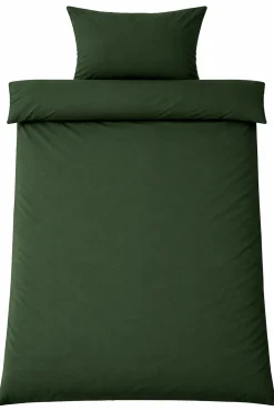 Sengetøj 140x220 cm - Microfiber - Ensfarvet mørkegrøn