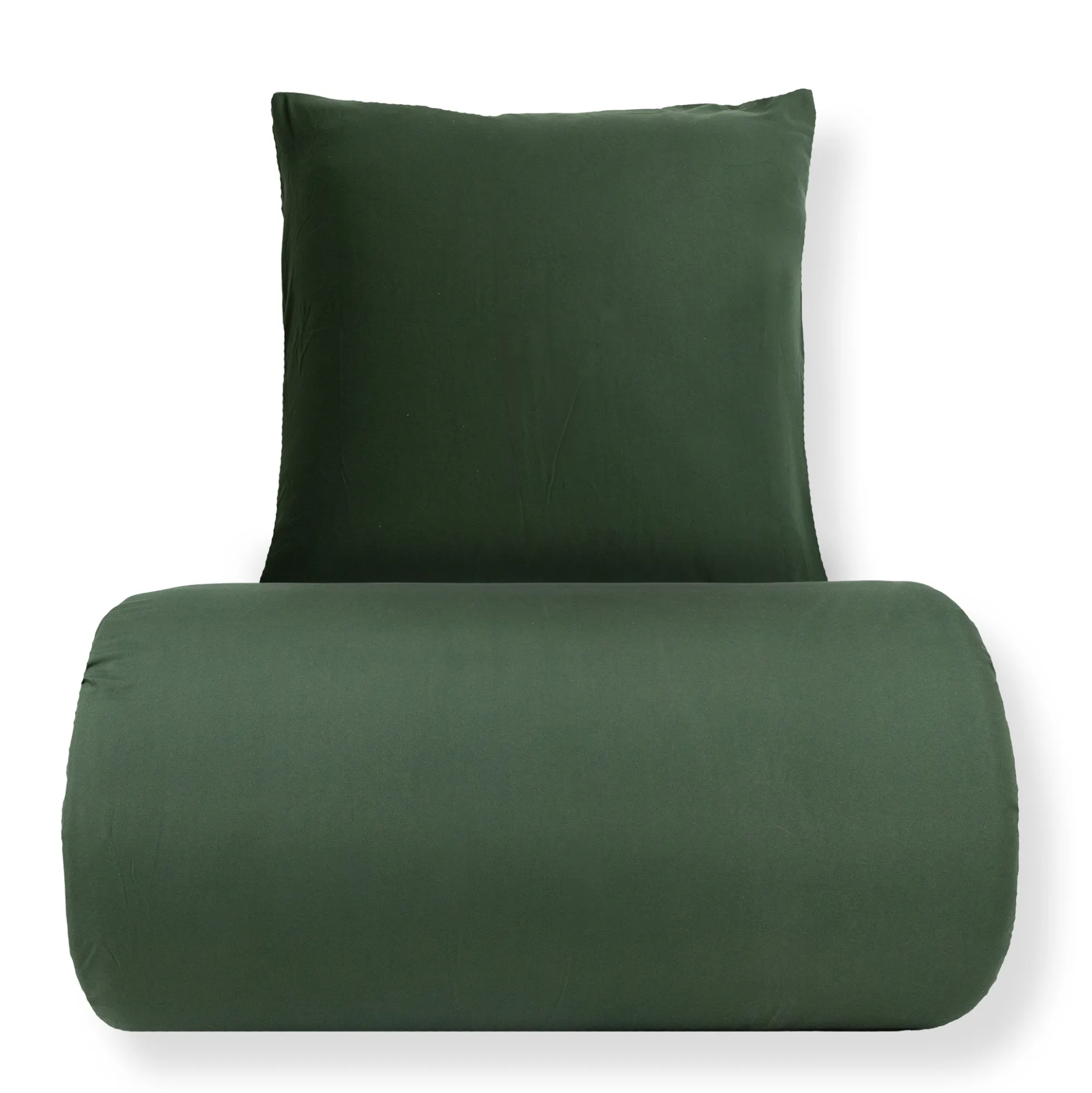 Sengetøj 140x220 cm - Microfiber - Ensfarvet mørkegrøn