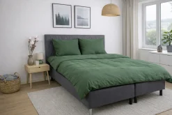 Sengetøj 140x220 cm - Microfiber - Ensfarvet mørkegrøn