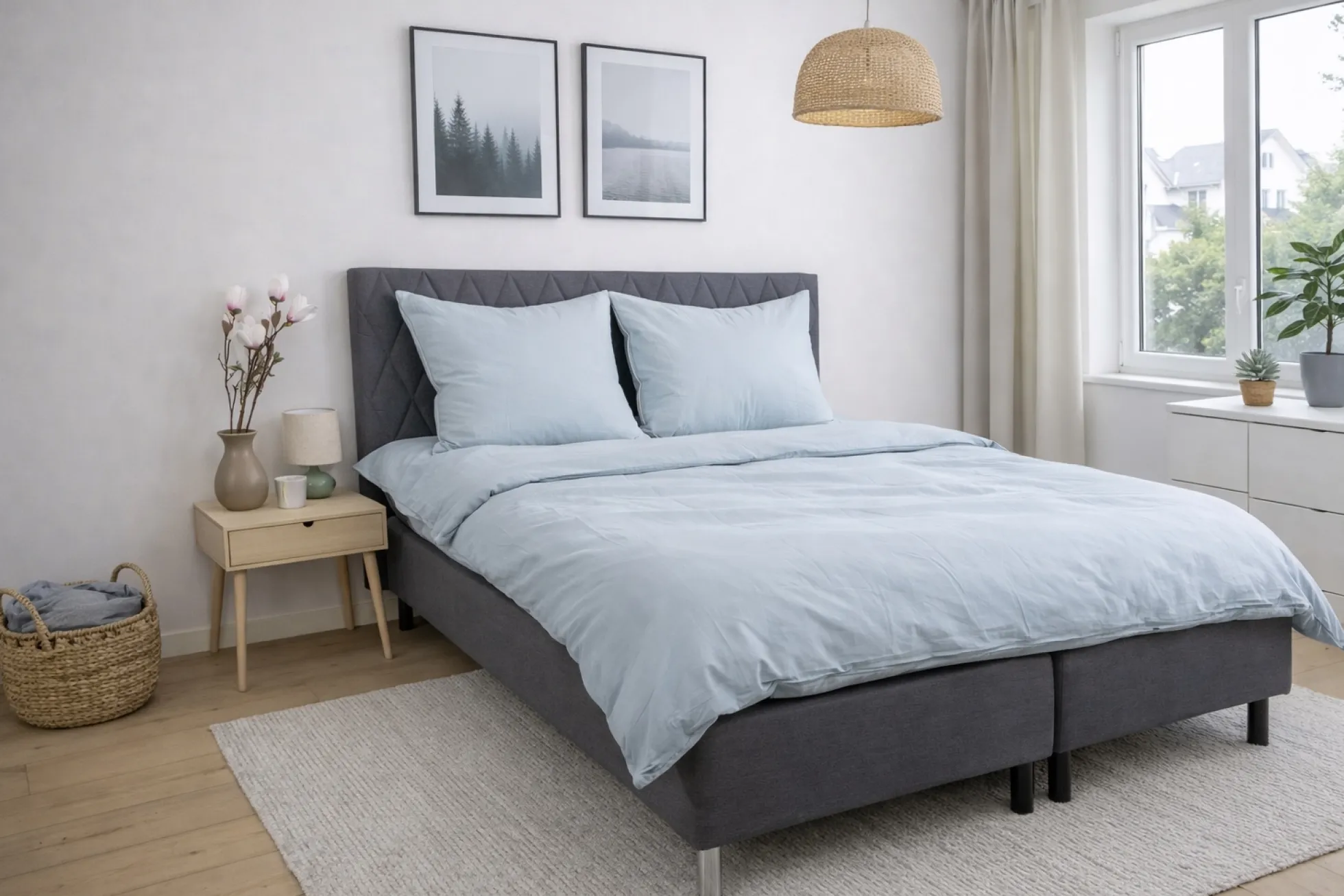 Sengetøj 140x220 cm - Microfiber - Ensfarvet lyseblå