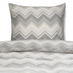 Sengetøj 140x220 cm - Microfiber - Gråt zig zag mønster