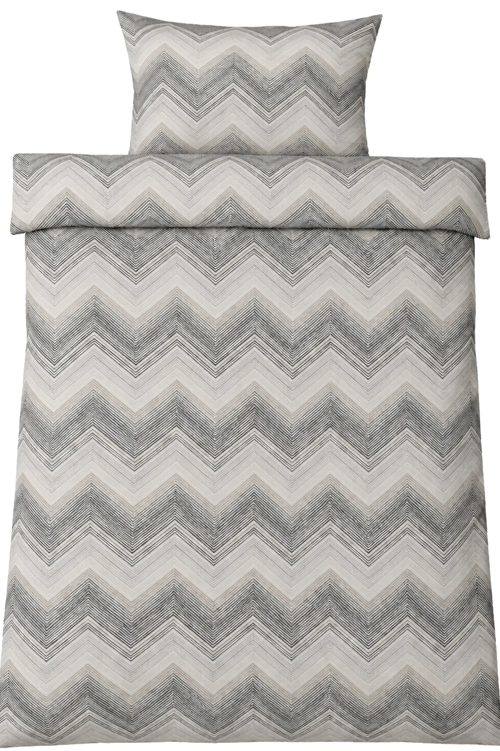 Sengetøj 140x220 cm - Microfiber - Gråt zig zag mønster