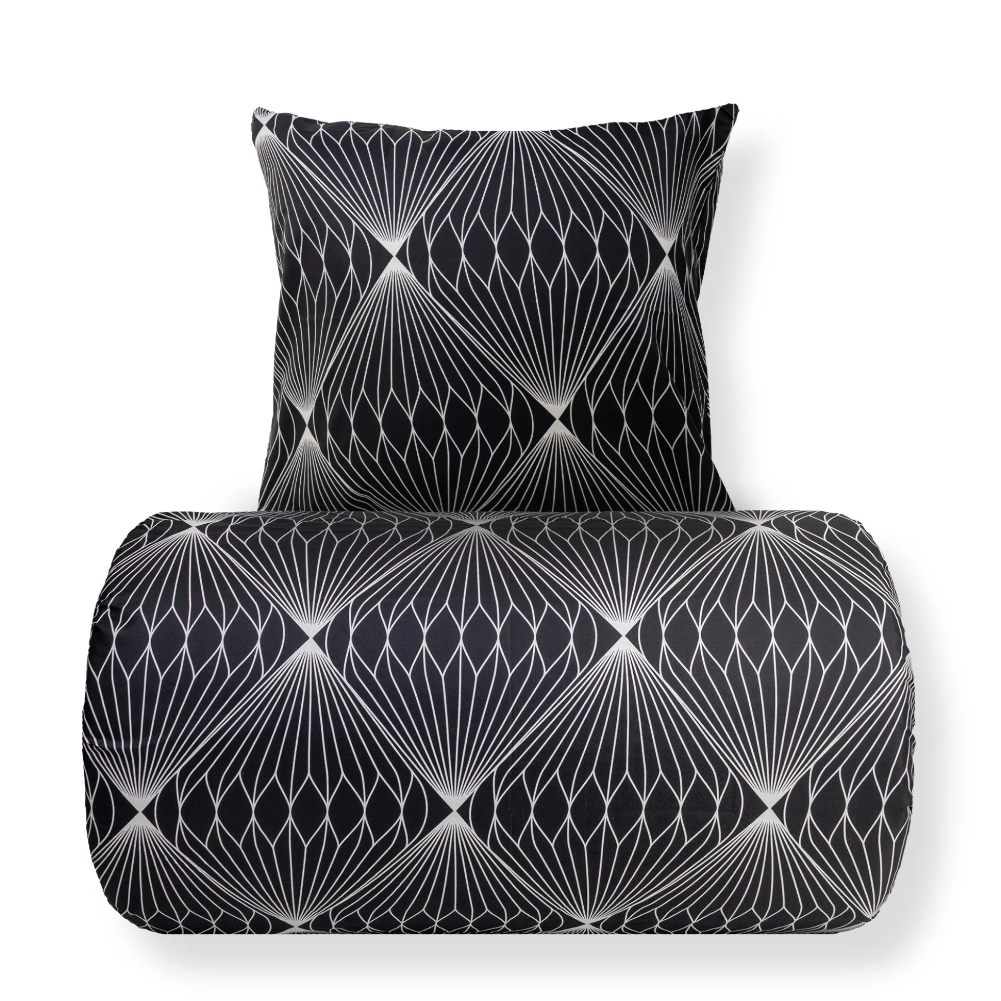 Sengetøj 140x220 cm - Microfiber - Sort diamant print