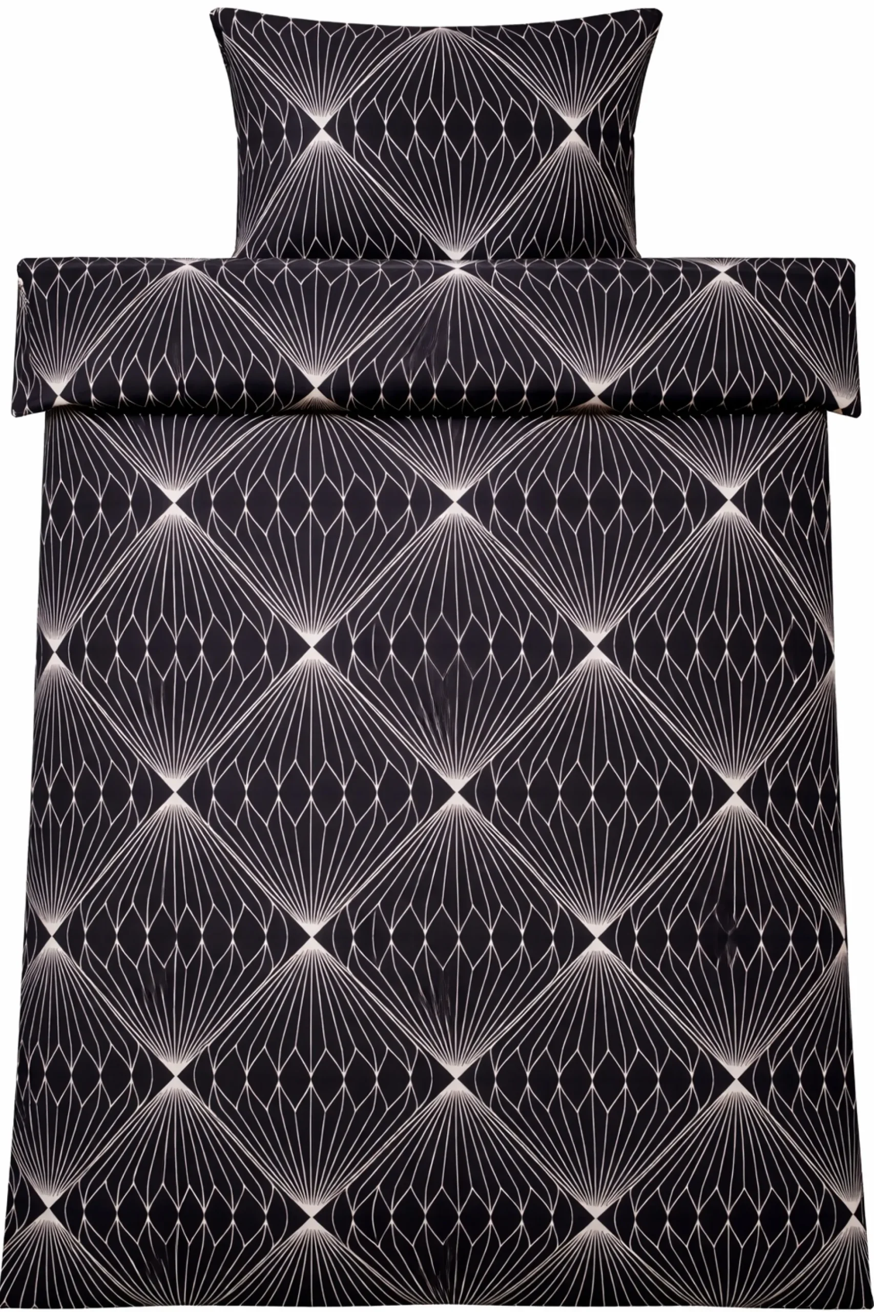 Sengetøj 140x220 cm - Microfiber - Sort diamant print