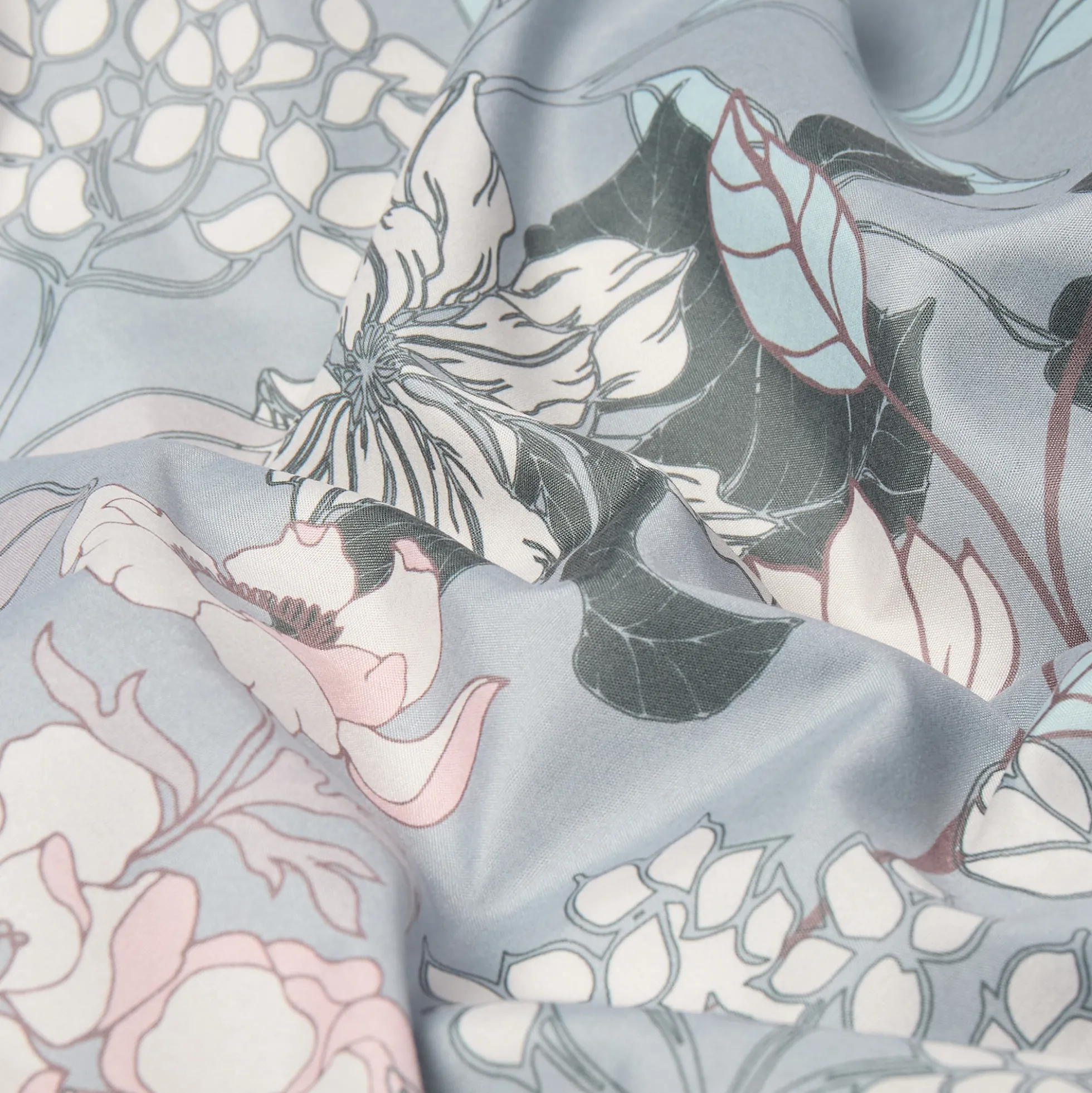 Sengetøj 140x220 cm - Microfiber - Støvet grønt blomstret print