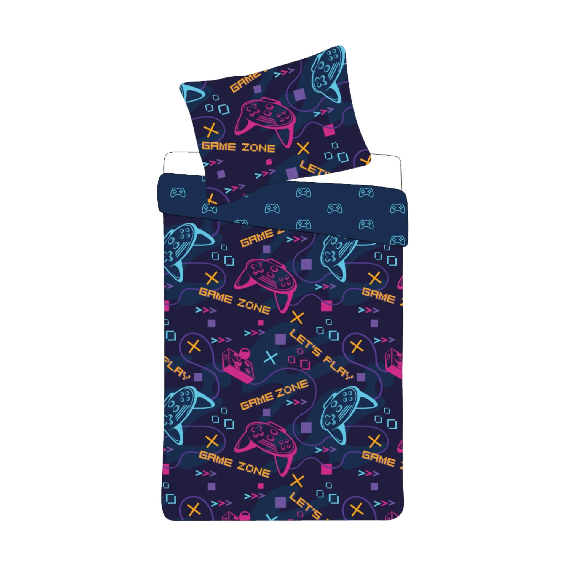 Sengetøj 140x200 cm - Microfiber - Vendbart gamer motiv