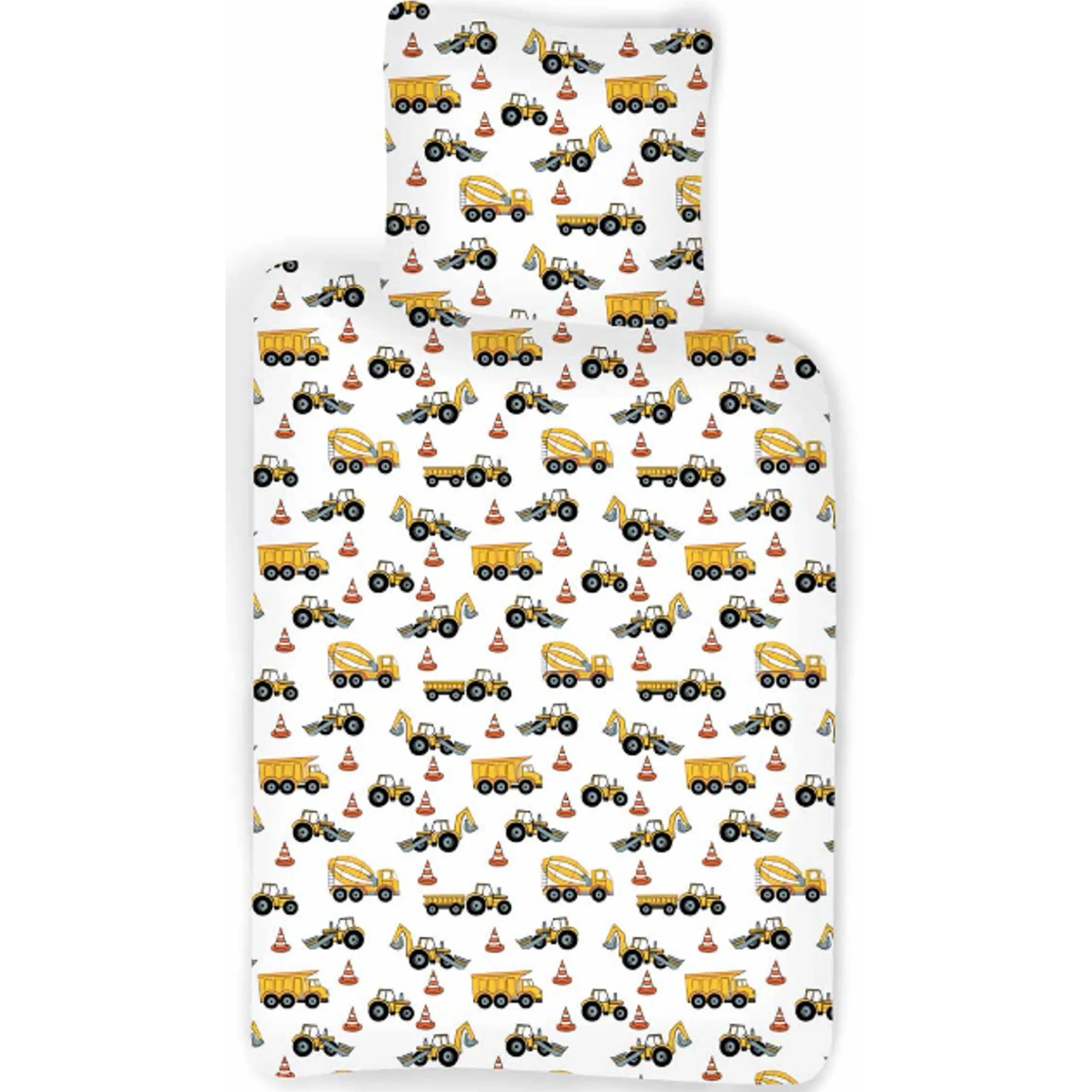 Sengetøj 150x210 cm - Sengesæt med arbejdsbiler - 100% bomuld - Børnesengetøj