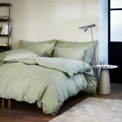Sengetøj 140x220 cm - Stonewashed bomuldssatin - Høie of Scandinavia - Harmoni Light Green