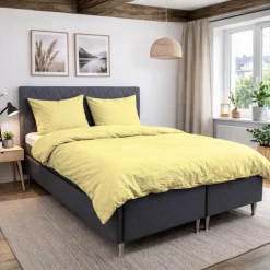 Sengetøj 150x210 cm - Stonewashed - Firm yellow