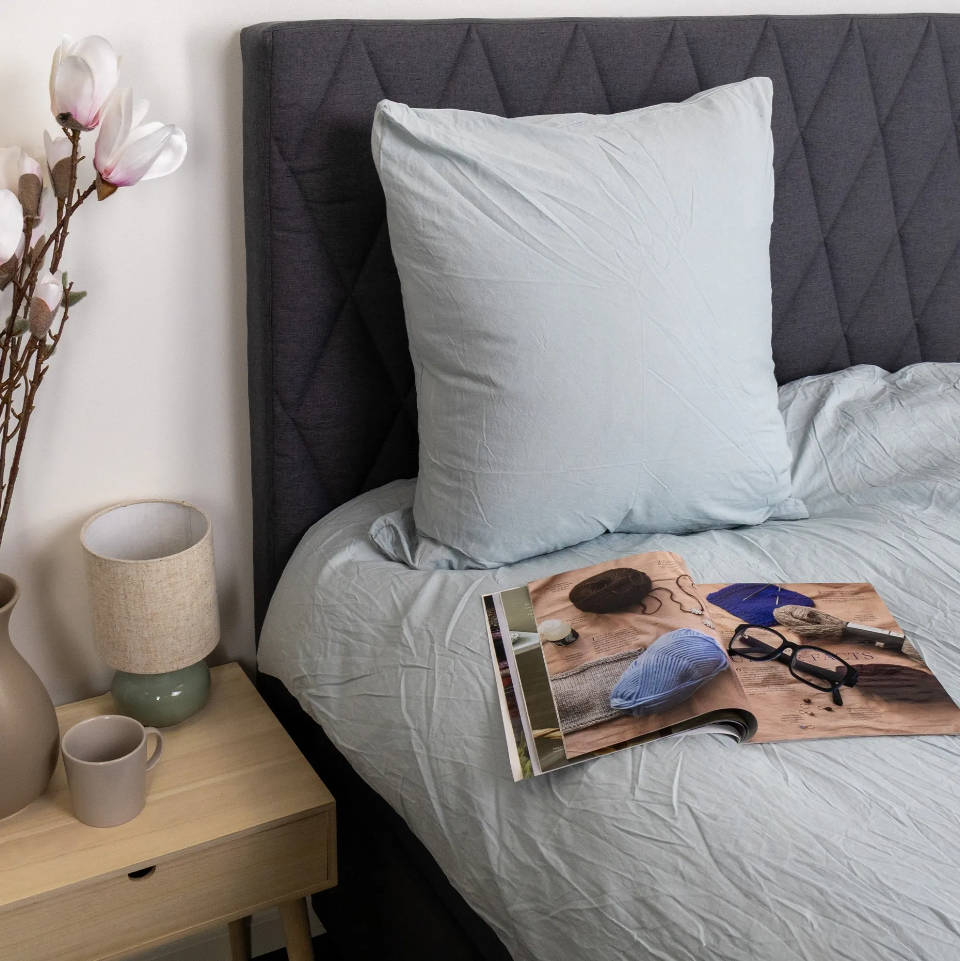 Sengetøj 150x210 cm - Stonewashed - Firm blue