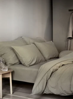 Sengetøj 140x220 cm - Stonewashed - Høie of Scandinavia - Frøya Olivengrøn