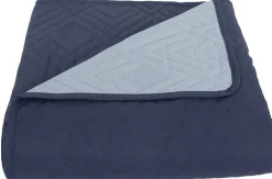 Sengetæppe - 220X240 cm - Vendbart Mørkeblå og lyseblå - Tæppe til trekvart seng