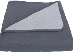 Sengetæppe - 220X240 cm - Vendbart Mørkegrå og lysegrå - Tæppe til trekvart seng