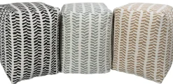 Sidepuf - 28x28x40 cm - Beige med mønster - Praktisk puf fra Nordstrand Home