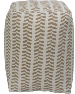 Sidepuf - 28x28x40 cm - Beige med mønster - Praktisk puf fra Nordstrand Home
