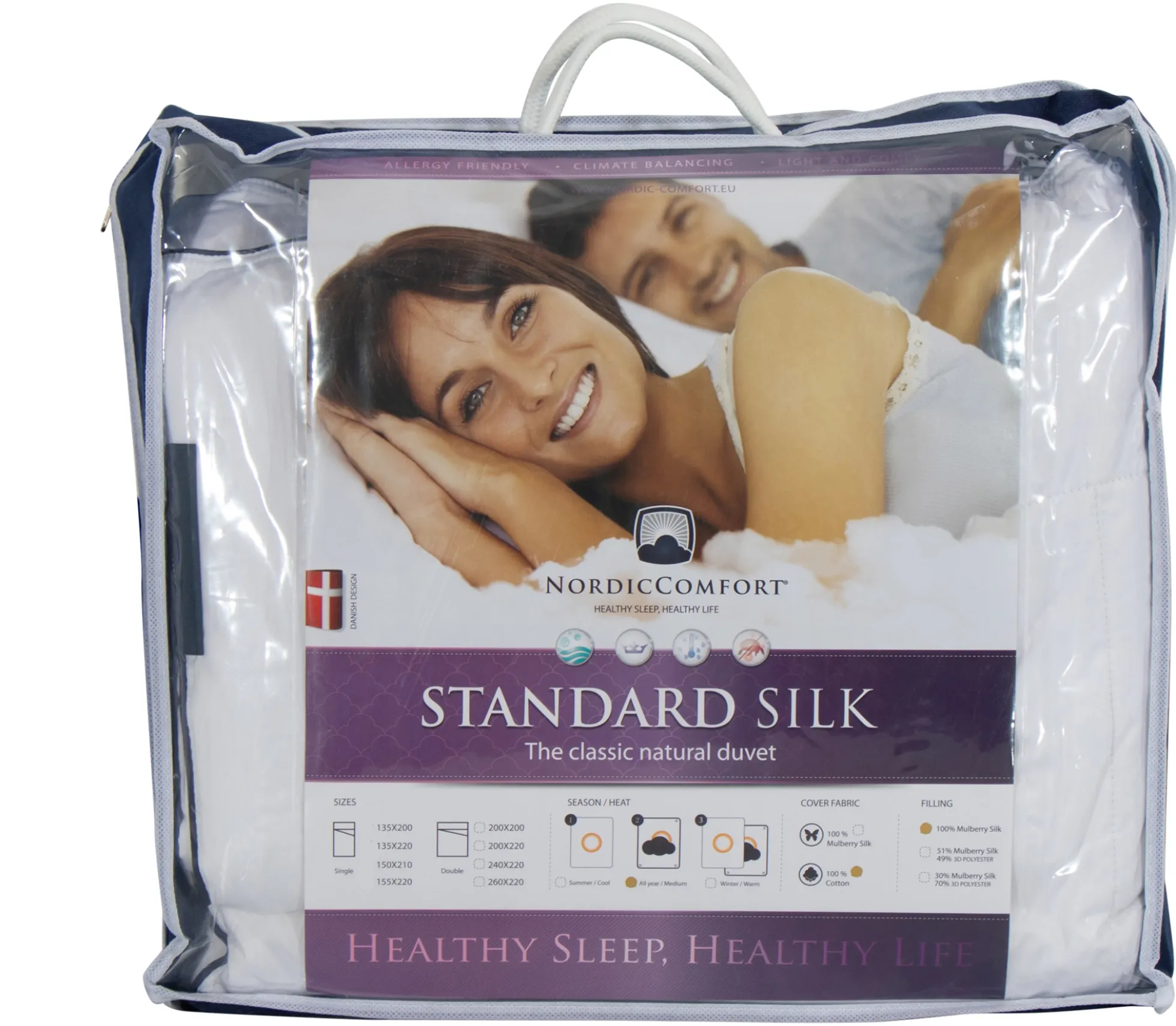 Silkedyne helårsdyne - 100% mulberry silke - 140x220 cm - Nordic Comfort silke dyne