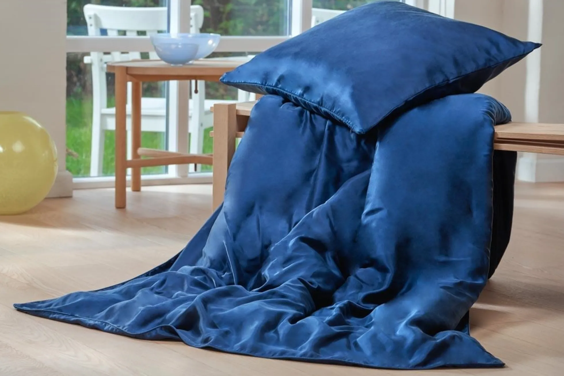 Silke sengetøj 240x220 cm - Blåt sengetøj - King size - 100% Silke sengetøj - Butterfly Silk