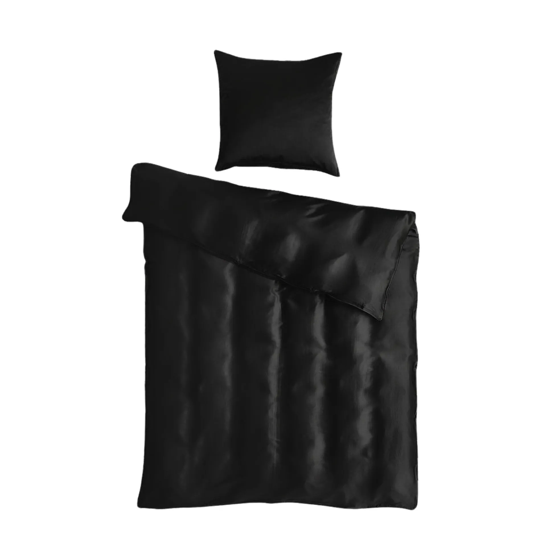 Silke sengetøj 200x200 cm - Ensfarvet sort sengetøj til dobbeltdyne - 100% Silke - Butterfly Silk