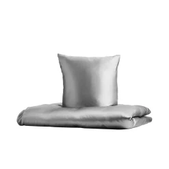 Silke sengetøj 240x220 cm - Gråt sengetøj - King size - 100% Silke - Butterfly Silk