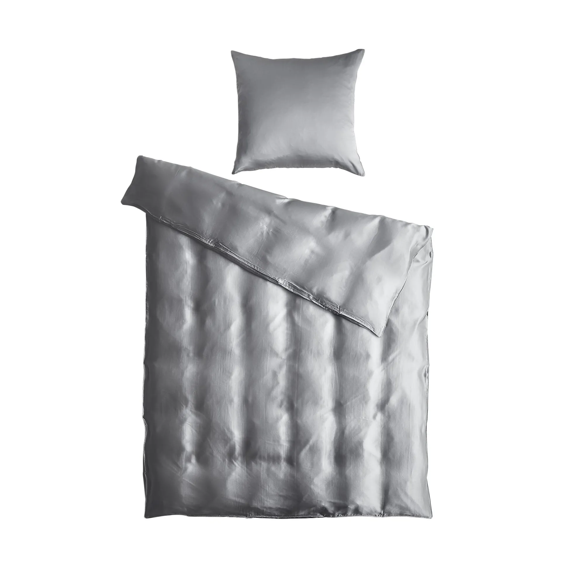 Silke sengetøj 240x220 cm - Gråt sengetøj - King size - 100% Silke - Butterfly Silk
