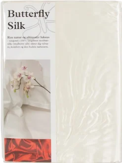 Silke sengetøj 240x220 cm - Hvidt sengetøj - King size - 100% Silke - Butterfly Silk