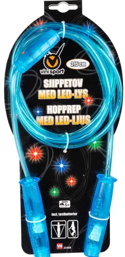 Sjippetov med LED-lys 215 cm - Blå