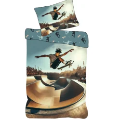 Skater sengetøj - 100% bomuld - Børnesengetøj 140x200 cm - Blå