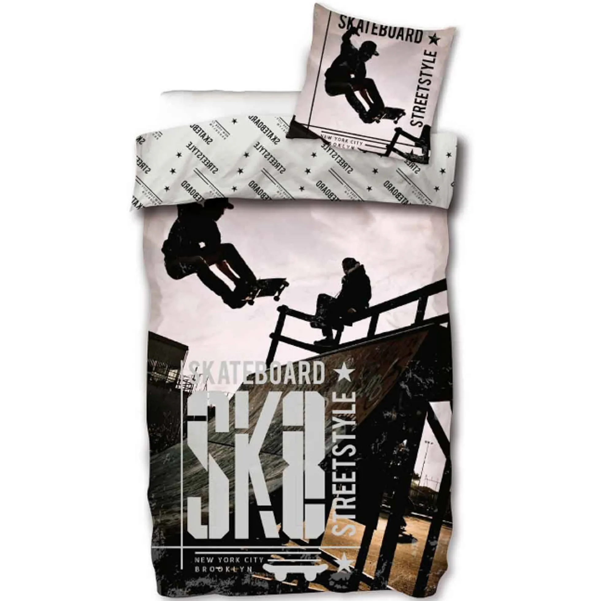 Skater sengetøj - 100% bomuld - Børnesengetøj 140x200 cm