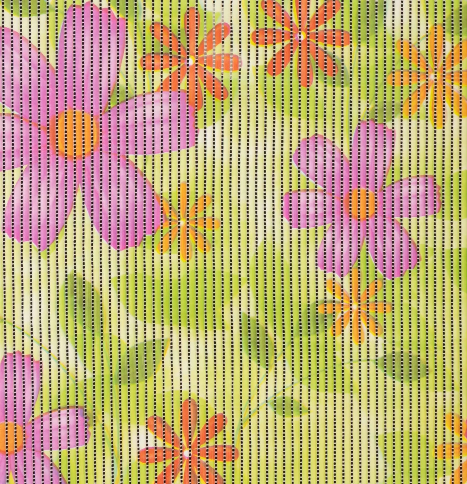 Skridsikker bademåtte - På metermål - Grøn med blomster - 65 cm bred - Multifunktionsmåtte til vådrum