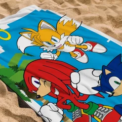 Sonic håndklæde - 70x140 cm - 100% bomuld - Blødt badehåndklæde med Sonic The Hedgehog