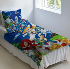 Sonic sengetøj - 100% bomuld - Børnesengetøj 140x200 cm - Sonic The Hedgehog og vennerne