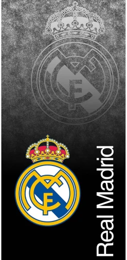 Sort Real Madrid håndklæde - 70x140 cm - 100% bomuld - Blødt badehåndklæde med Real Madrid logo