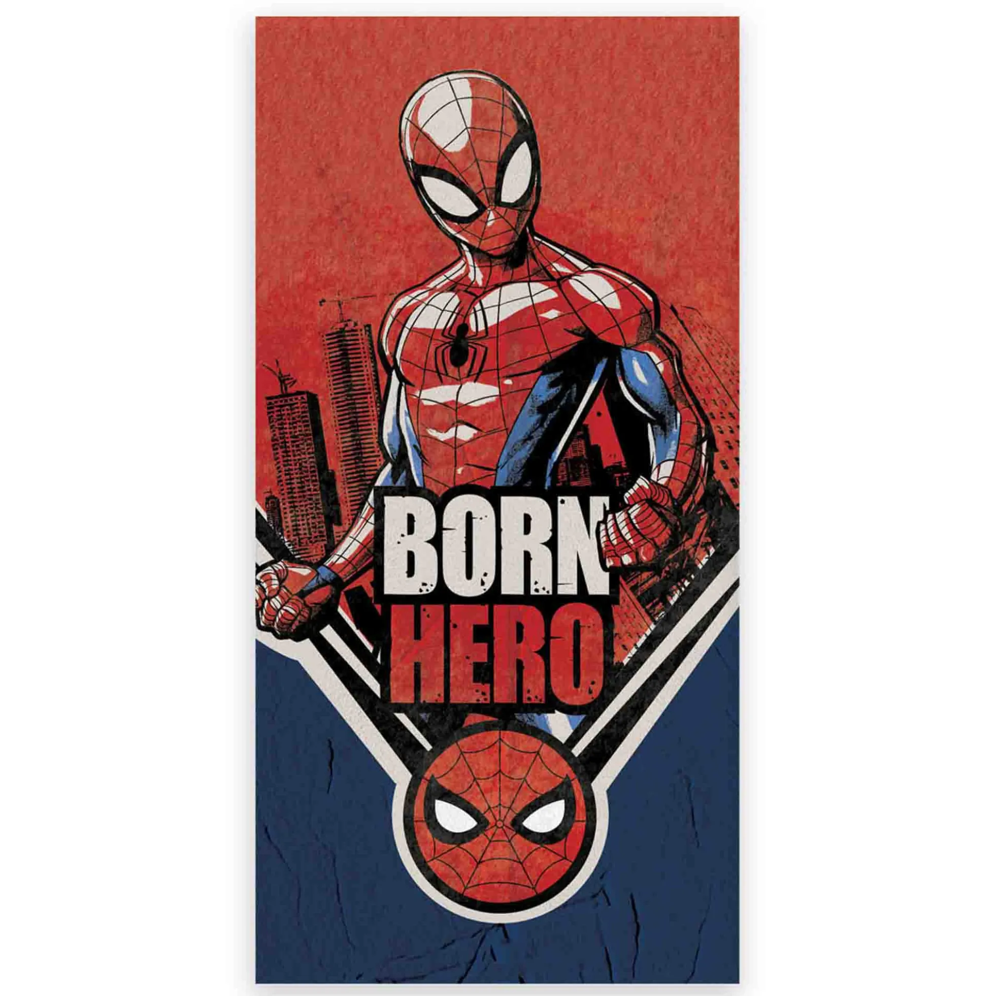 Spiderman håndklæde - 70x140 cm - 100% bomuld - Born Hero - Blødt badehåndklæde med Spiderman